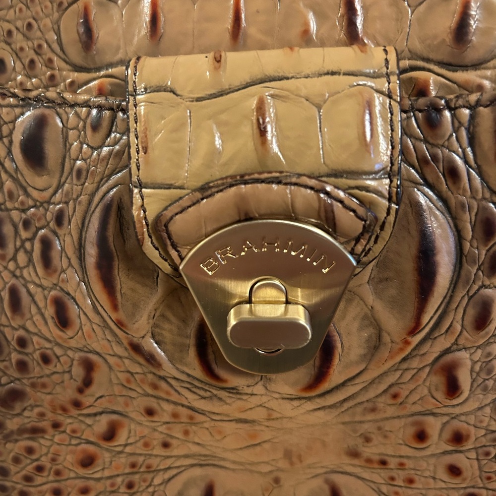 Brahmin Brown Crocodile Embossed Leather Tote - Picture 3 of 7